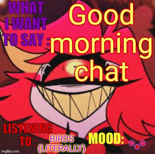 Wowzers | Good morning chat; BIRDS (LITERALLY); °•° | image tagged in wowzers | made w/ Imgflip meme maker