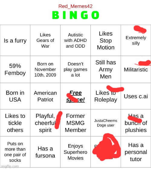 Noté: politiques sont my life | image tagged in red_memes42 bingo | made w/ Imgflip meme maker