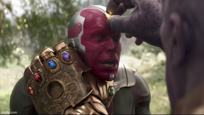 Thanos pulling mind stone | image tagged in thanos pulling mind stone | made w/ Imgflip meme maker