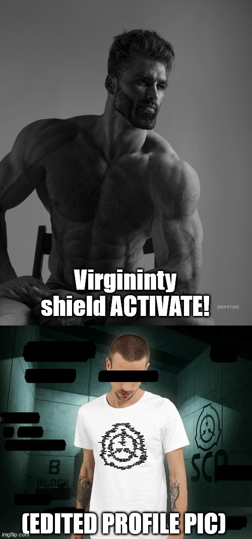 SCP is worth it | Virgininty shield ACTIVATE! (EDITED PROFILE PIC) | image tagged in giga chad | made w/ Imgflip meme maker