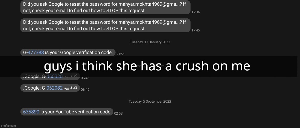 guys i think she has a crush on me | made w/ Imgflip meme maker