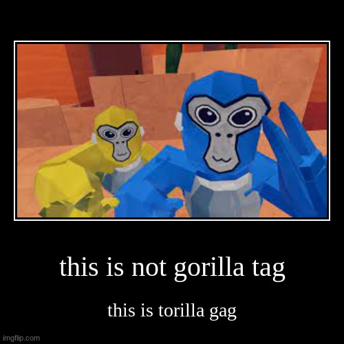 torilla gag (mod note: lol) | this is not gorilla tag | this is torilla gag | image tagged in funny,demotivationals | made w/ Imgflip demotivational maker