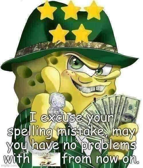I excuse your spelling mistake | image tagged in i excuse your spelling mistake | made w/ Imgflip meme maker
