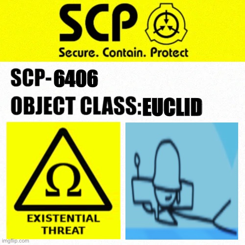 SCP-6406 Label | 6406; EUCLID | image tagged in scp object class blank label | made w/ Imgflip meme maker
