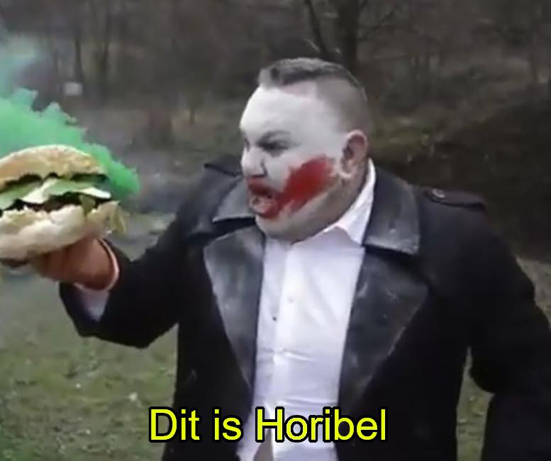 High Quality Crazy Hamburger Joker - Dit is Horibel Blank Meme Template