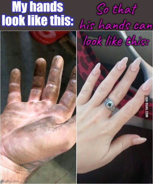 It's the least I can do. | My hands look like this:; So that his hands can look like this: | image tagged in my hands look like this so hers can look like this,femboy,i love you this much,this is beautiful,worth it | made w/ Imgflip meme maker