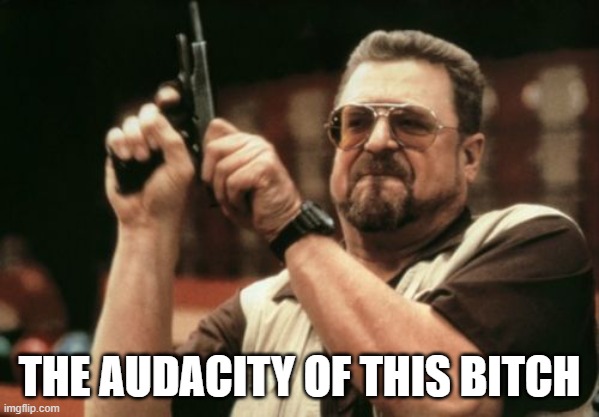 Am I The Only One Around Here Meme | THE AUDACITY OF THIS BITCH | image tagged in memes,am i the only one around here | made w/ Imgflip meme maker