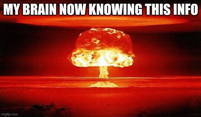 Nuclear Bomb Mind Blown | MY BRAIN NOW KNOWING THIS INFO | image tagged in nuclear bomb mind blown | made w/ Imgflip meme maker