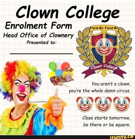 High Quality CLOWN COLLEGE CERTIFICATE Blank Meme Template