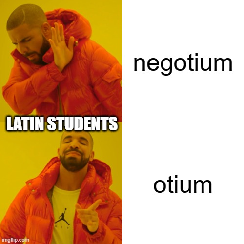 Otium Negotium | negotium; LATIN STUDENTS; otium | image tagged in memes,drake hotline bling | made w/ Imgflip meme maker