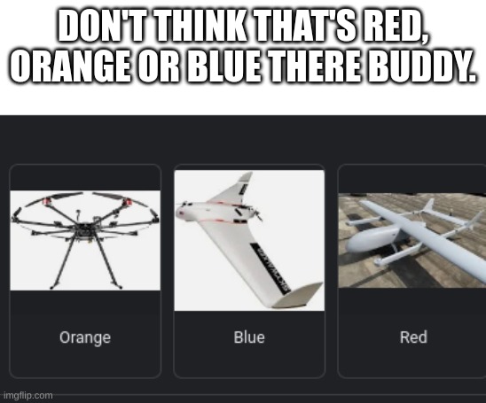 Color blind | DON'T THINK THAT'S RED, ORANGE OR BLUE THERE BUDDY. | image tagged in funny | made w/ Imgflip meme maker
