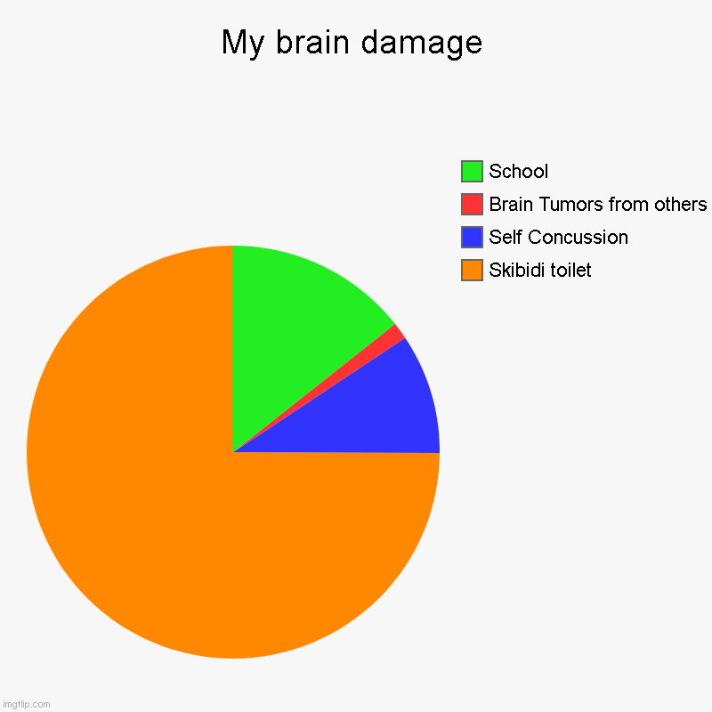 My brain damage | Skibidi toilet, Self Concussion, Brain Tumors from others, School | image tagged in charts,pie charts | made w/ Imgflip chart maker