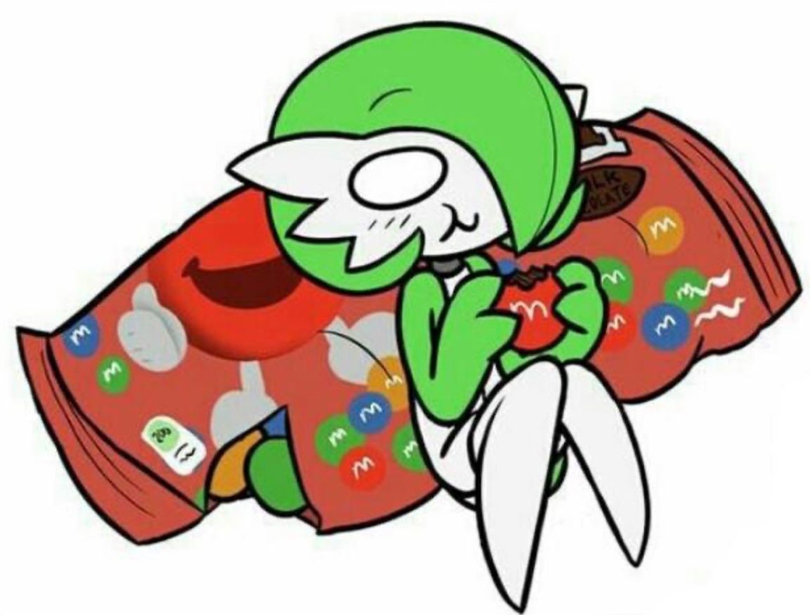 Gardevoir eating M&M’s Blank Meme Template