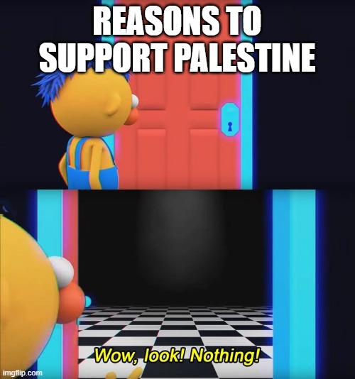 look at that, absolutely no reason | REASONS TO SUPPORT PALESTINE | image tagged in wow look nothing | made w/ Imgflip meme maker