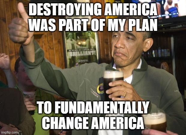 Not Bad | DESTROYING AMERICA WAS PART OF MY PLAN TO FUNDAMENTALLY CHANGE AMERICA | image tagged in not bad | made w/ Imgflip meme maker