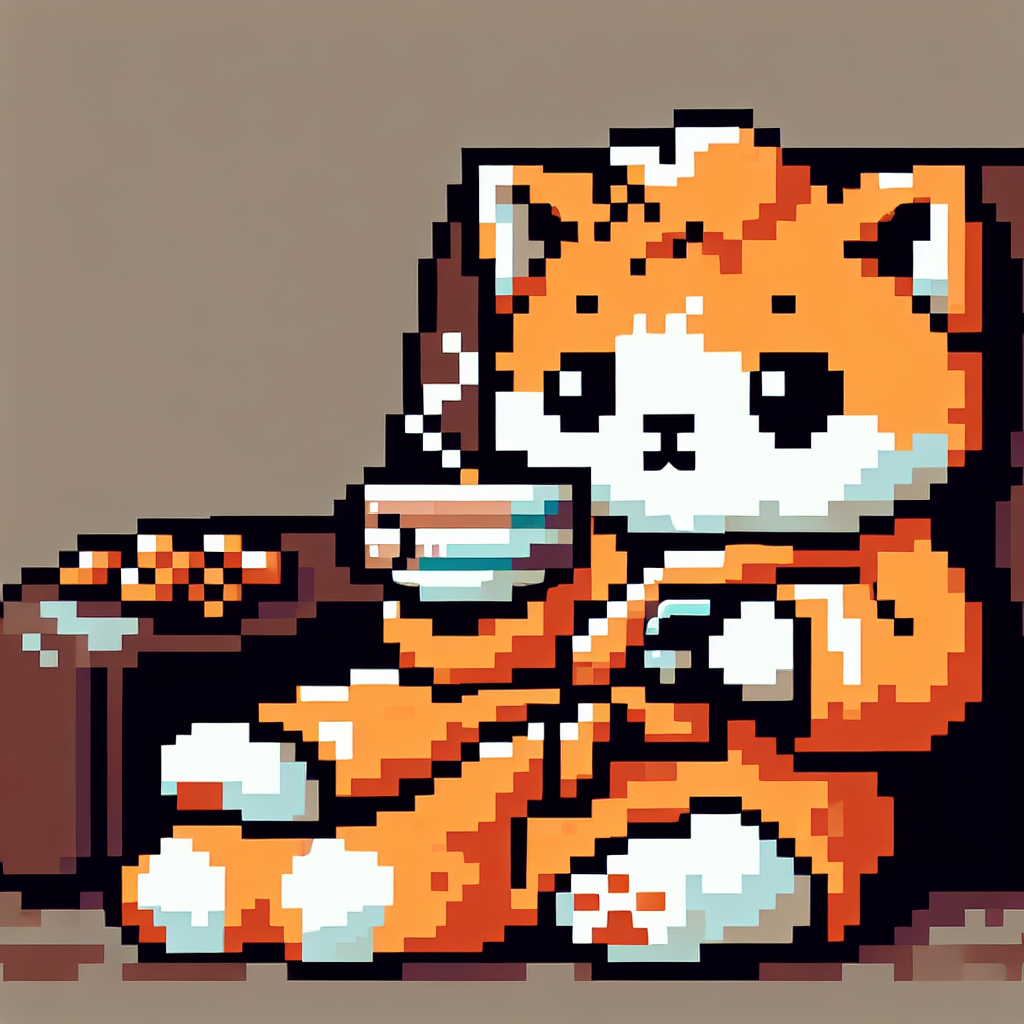 High Quality Cute kitten in an orange bathrobe relaxing in the couch drinking Blank Meme Template