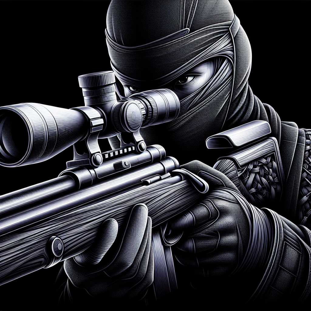 A ninja in black with sniper  crypto Blank Meme Template