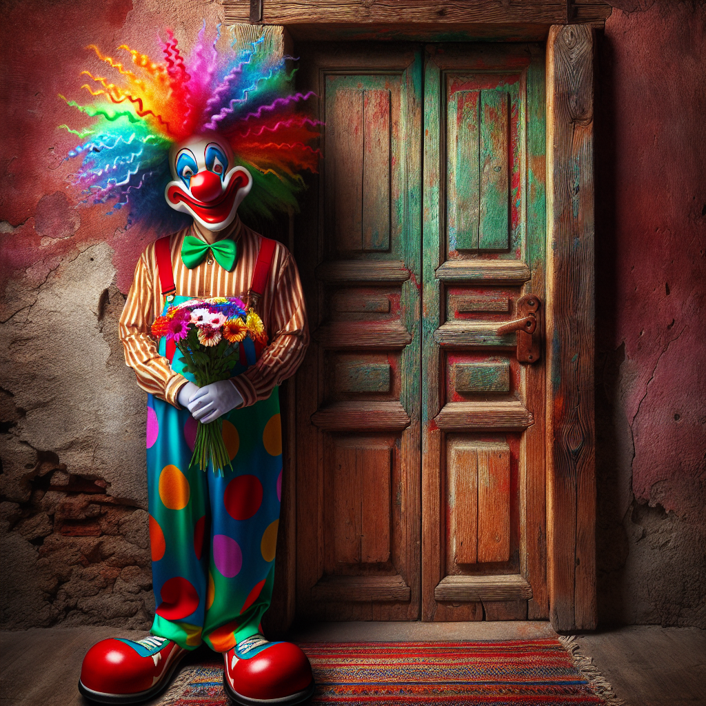 High Quality clown waiting at the door Blank Meme Template