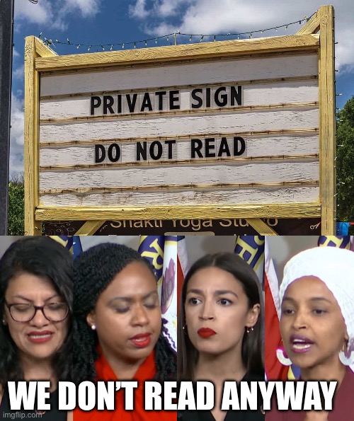 WE DON’T READ ANYWAY | image tagged in aoc squad | made w/ Imgflip meme maker