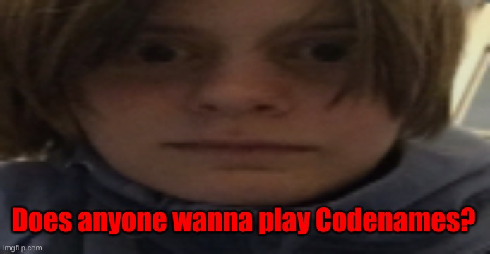 . | Does anyone wanna play Codenames? | image tagged in darthswede silly serious face | made w/ Imgflip meme maker