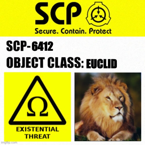 SCP-6412 Label | 6412; EUCLID | image tagged in scp object class blank label | made w/ Imgflip meme maker