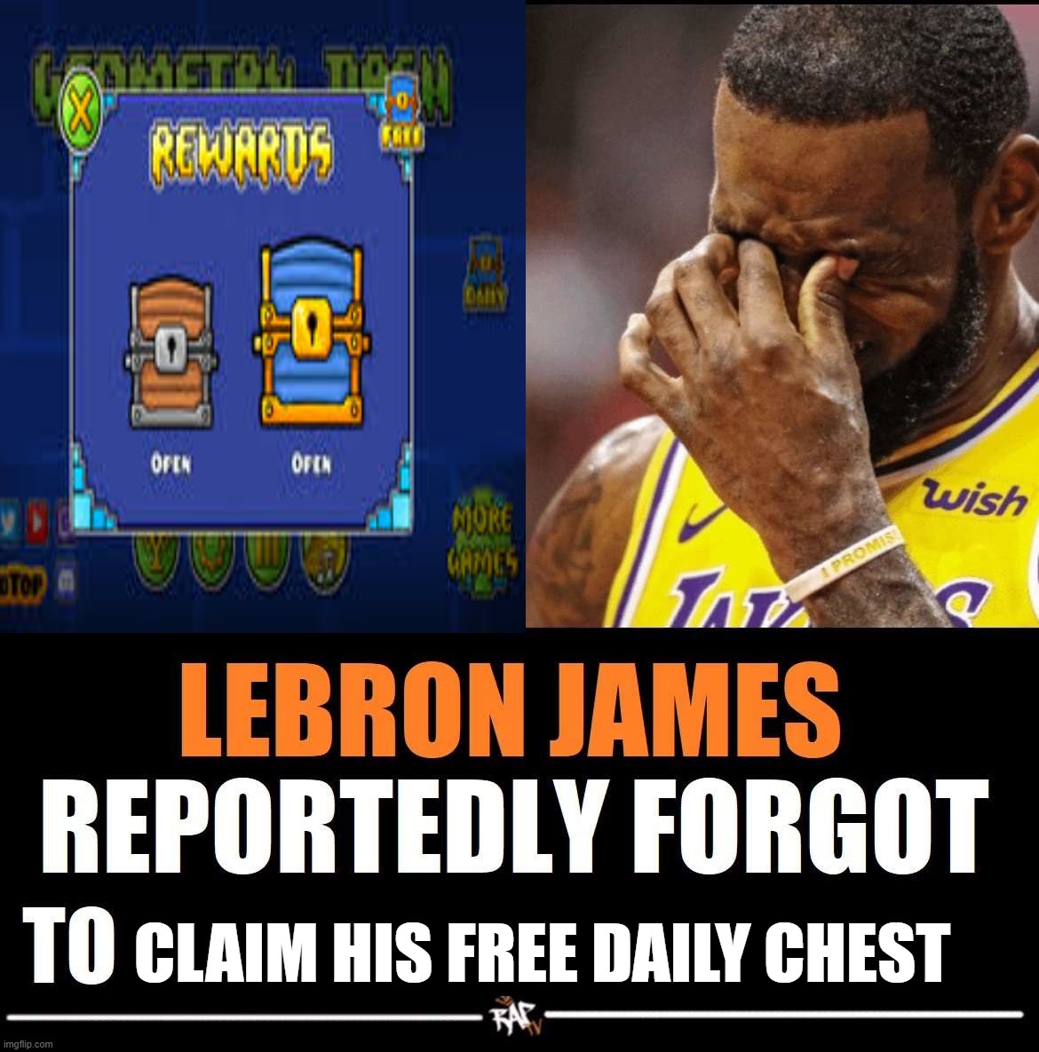 how is he gonna get his free shards now? | CLAIM HIS FREE DAILY CHEST | image tagged in lebron james reportedly forgot to | made w/ Imgflip meme maker