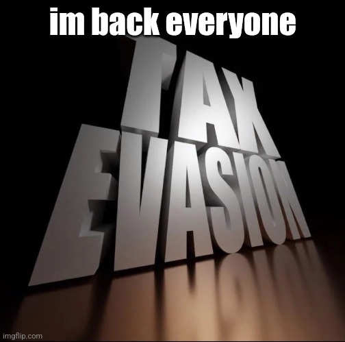 TAX EVASION 3D | im back everyone | image tagged in tax evasion 3d | made w/ Imgflip meme maker