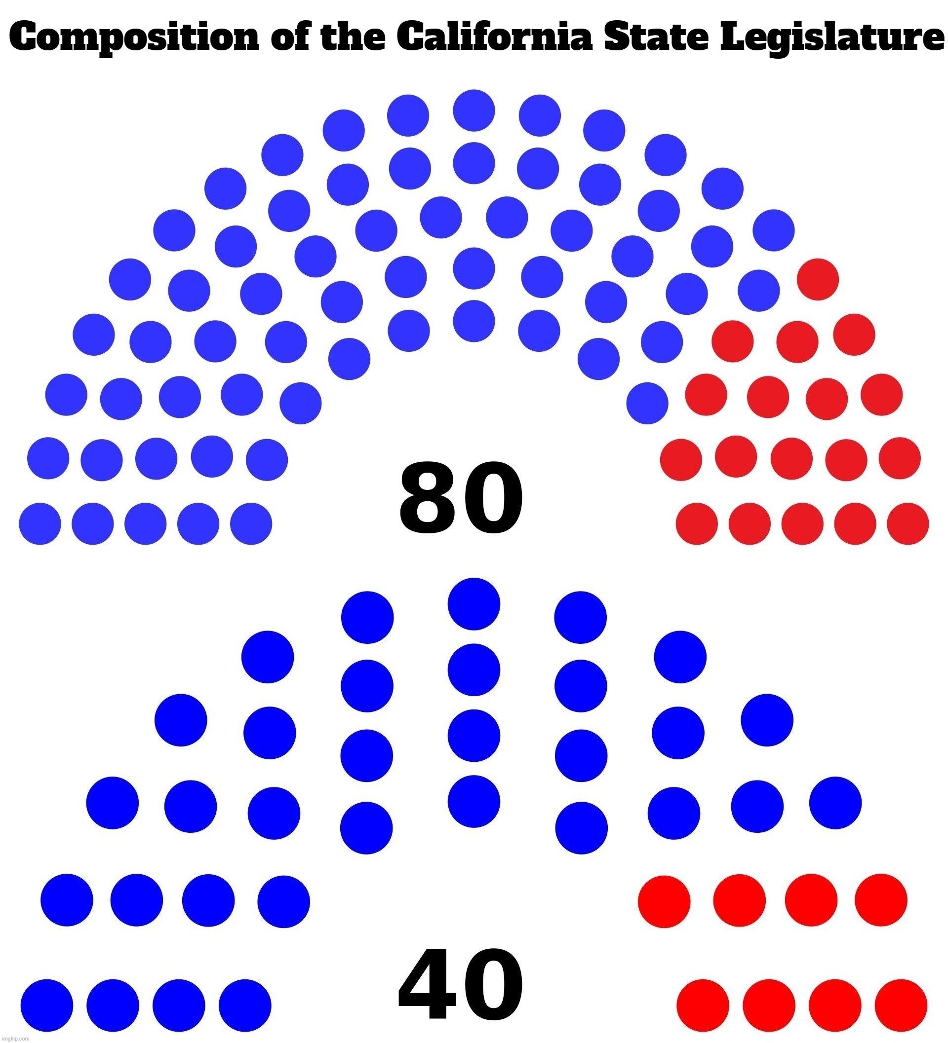 Composition of the Commiefornia State Legislature | image tagged in commiefornia,california,stupid liberals,liberal logic,full retard,never go full retard | made w/ Imgflip meme maker