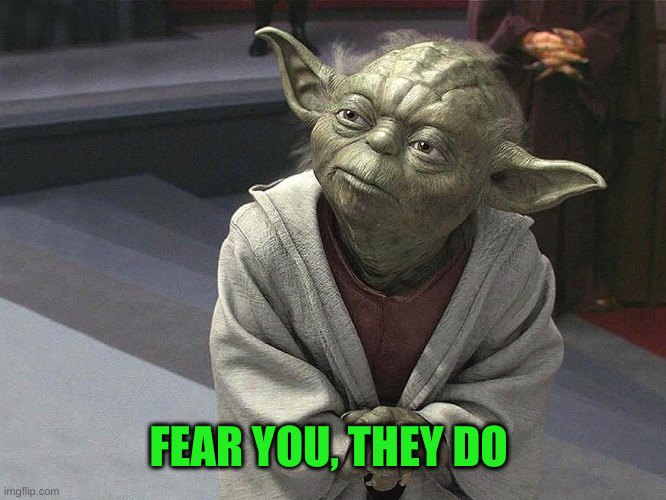 Fear leads to anger. Anger leads to hate. Hate leads to sufferin | FEAR YOU, THEY DO | image tagged in fear leads to anger anger leads to hate hate leads to sufferin | made w/ Imgflip meme maker