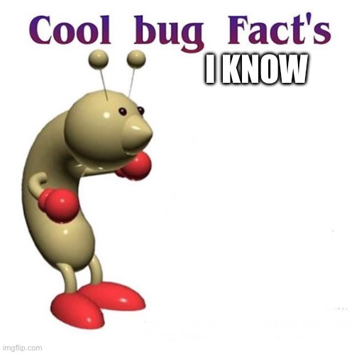 Cool Bug Facts | I KNOW | image tagged in cool bug facts | made w/ Imgflip meme maker