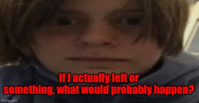 DarthSwede silly serious face | If I actually left or something, what would probably happen? | image tagged in darthswede silly serious face | made w/ Imgflip meme maker