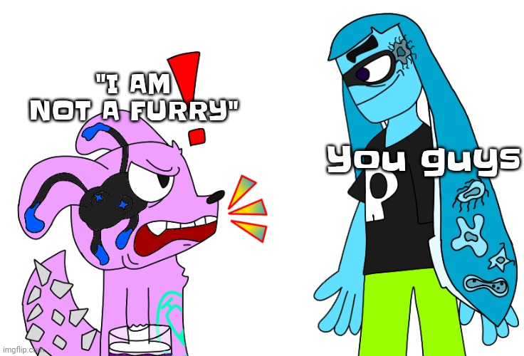 It's a damn vaxcat cosplay | "I AM NOT A FURRY"; You guys | image tagged in too stupid to understand | made w/ Imgflip meme maker