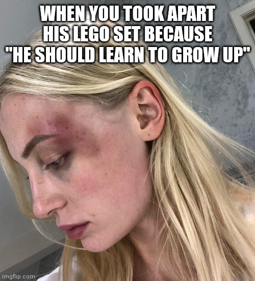 WHEN YOU TOOK APART HIS LEGO SET BECAUSE "HE SHOULD LEARN TO GROW UP" | made w/ Imgflip meme maker