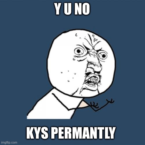 Y U No Meme | Y U NO KYS PERMANTLY | image tagged in memes,y u no | made w/ Imgflip meme maker