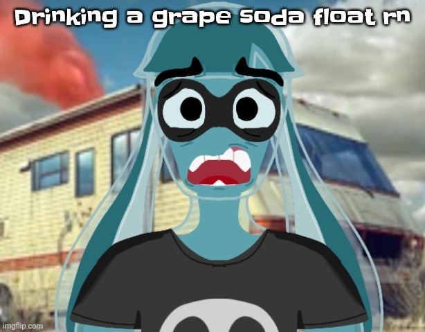 I'm addicted to crush grape soda (am I becoming skatez) | Drinking a grape soda float rn | image tagged in skatez waltuh | made w/ Imgflip meme maker