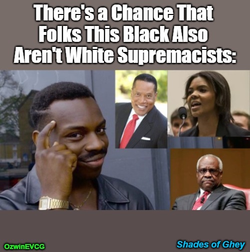 Shades of Ghey [NV] | There's a Chance That 

Folks This Black Also 

Aren't White Supremacists:; OzwinEVCG; Shades of Ghey | image tagged in political comedy,social commentary,antiwhite narratives,white supremacy,roll safe think about it,fake and ghey | made w/ Imgflip meme maker