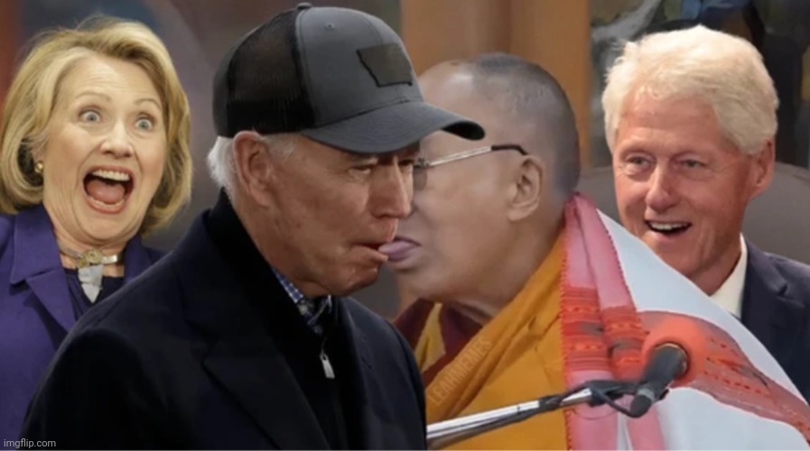Dalai Lama & Pedo Joe Swapping Spit | image tagged in dalai lama,creepy joe | made w/ Imgflip meme maker