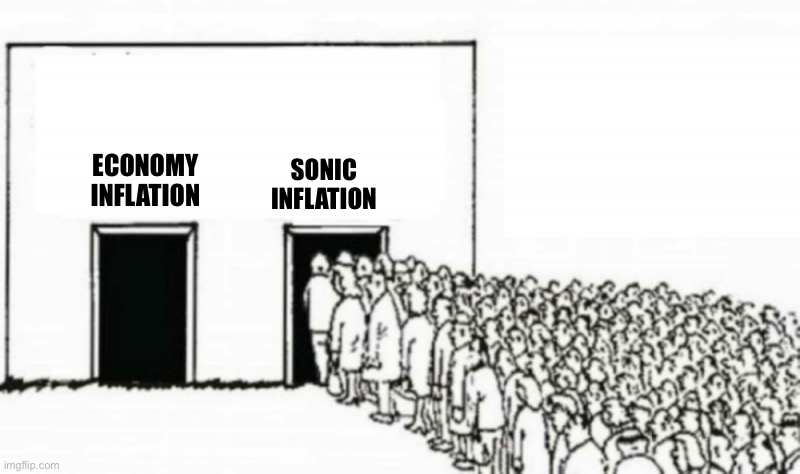 The only inflation people like | SONIC INFLATION; ECONOMY INFLATION | image tagged in line up | made w/ Imgflip meme maker