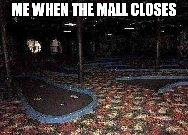 malls | ME WHEN THE MALL CLOSES | image tagged in backrooms | made w/ Imgflip meme maker