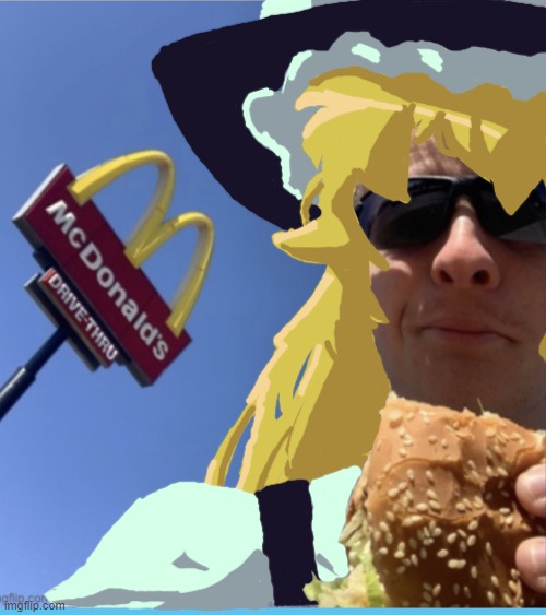 image | image tagged in thelargepig eating mcdonalds,marisa | made w/ Imgflip meme maker