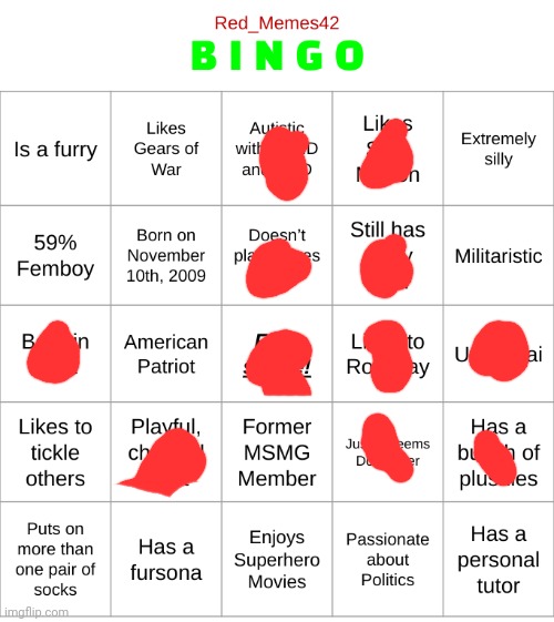 Red_Memes42 Bingo! | image tagged in red_memes42 bingo | made w/ Imgflip meme maker