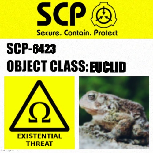 SCP-6423 Label | 6423; EUCLID | image tagged in scp object class blank label | made w/ Imgflip meme maker