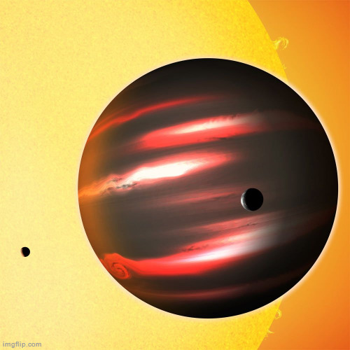 Artist's concept of the exoplanet with the lowest albedo, TrES-2b | made w/ Imgflip meme maker