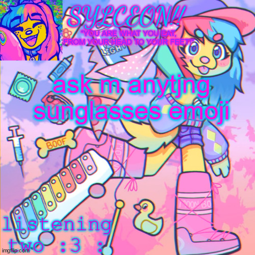 THIS IS SYLCEON SPEAKJIN AND UR LISTENIN 2 4LUNG!! | ask m anytjng sunglasses emoji | image tagged in this is sylceon speakjin and ur listenin 2 4lung | made w/ Imgflip meme maker