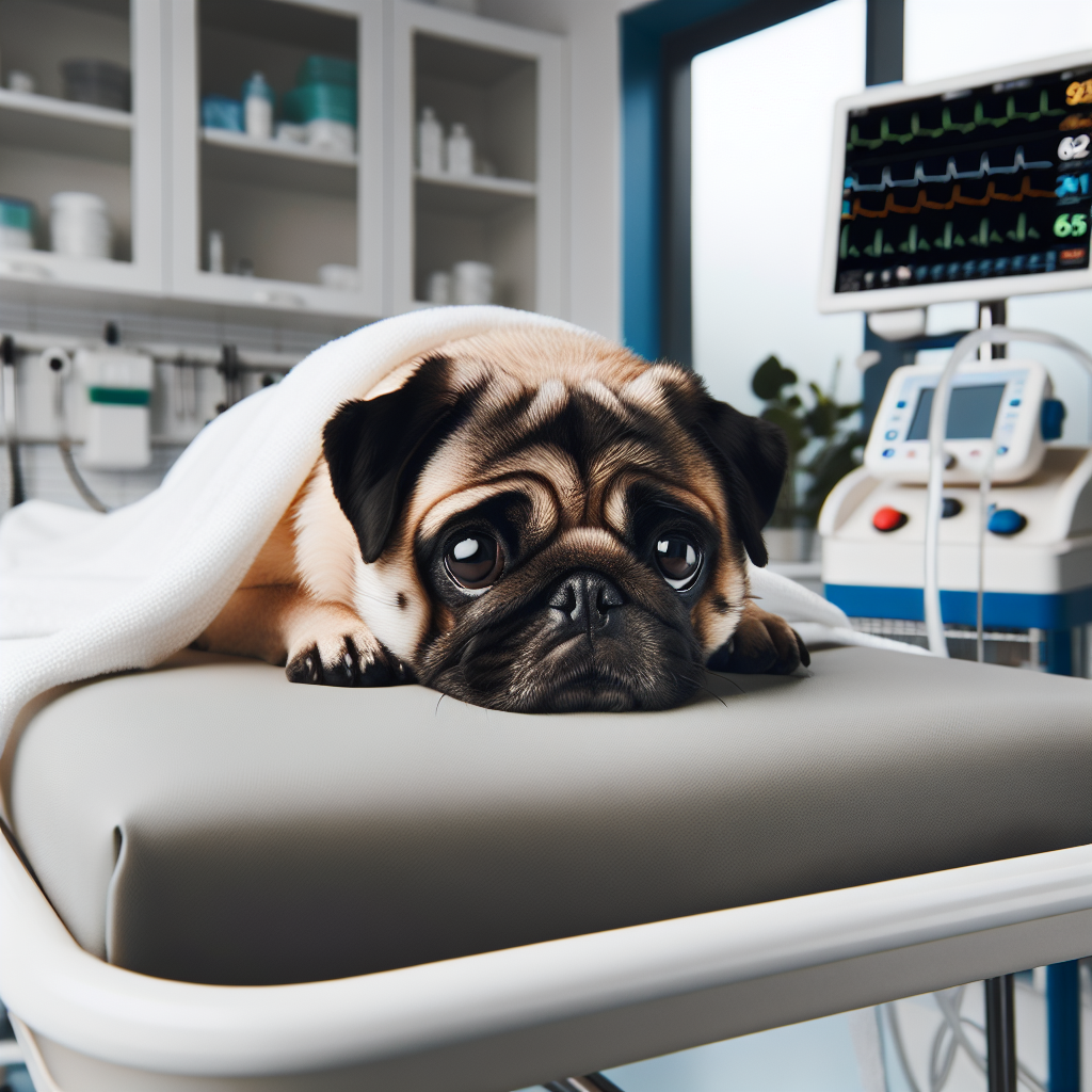 High Quality A pug on its last ounce of life in a medical bed Blank Meme Template