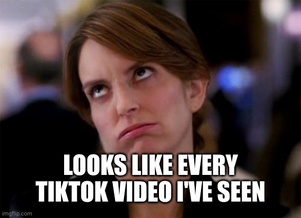 eye roll | LOOKS LIKE EVERY TIKTOK VIDEO I'VE SEEN | image tagged in eye roll | made w/ Imgflip meme maker