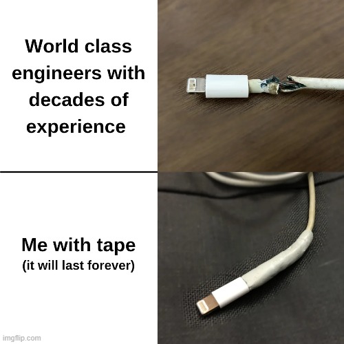 image tagged in charger,engineer,tape | made w/ Imgflip meme maker
