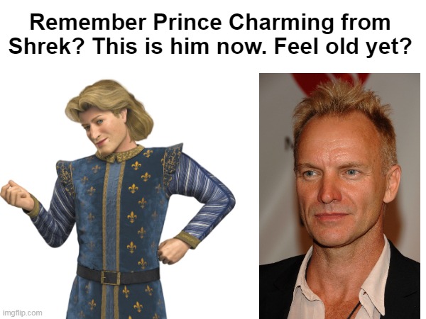 Feel old yet? | Remember Prince Charming from Shrek? This is him now. Feel old yet? | image tagged in feeloldyet | made w/ Imgflip meme maker