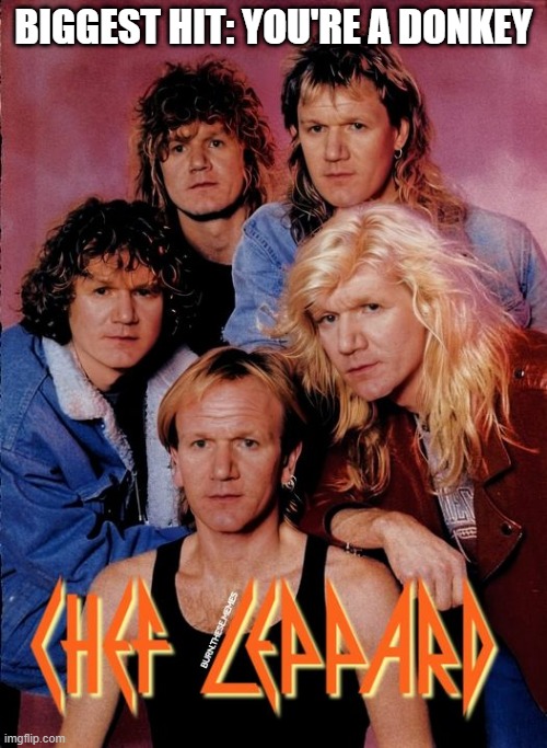 Chef Leppard | BIGGEST HIT: YOU'RE A DONKEY | image tagged in music | made w/ Imgflip meme maker