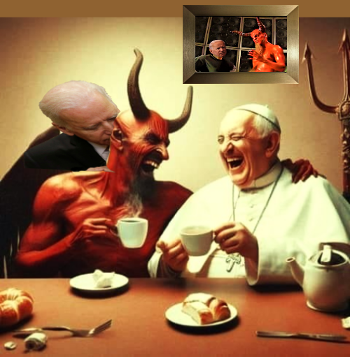 High Quality Biden the devil and the pope Blank Meme Template
